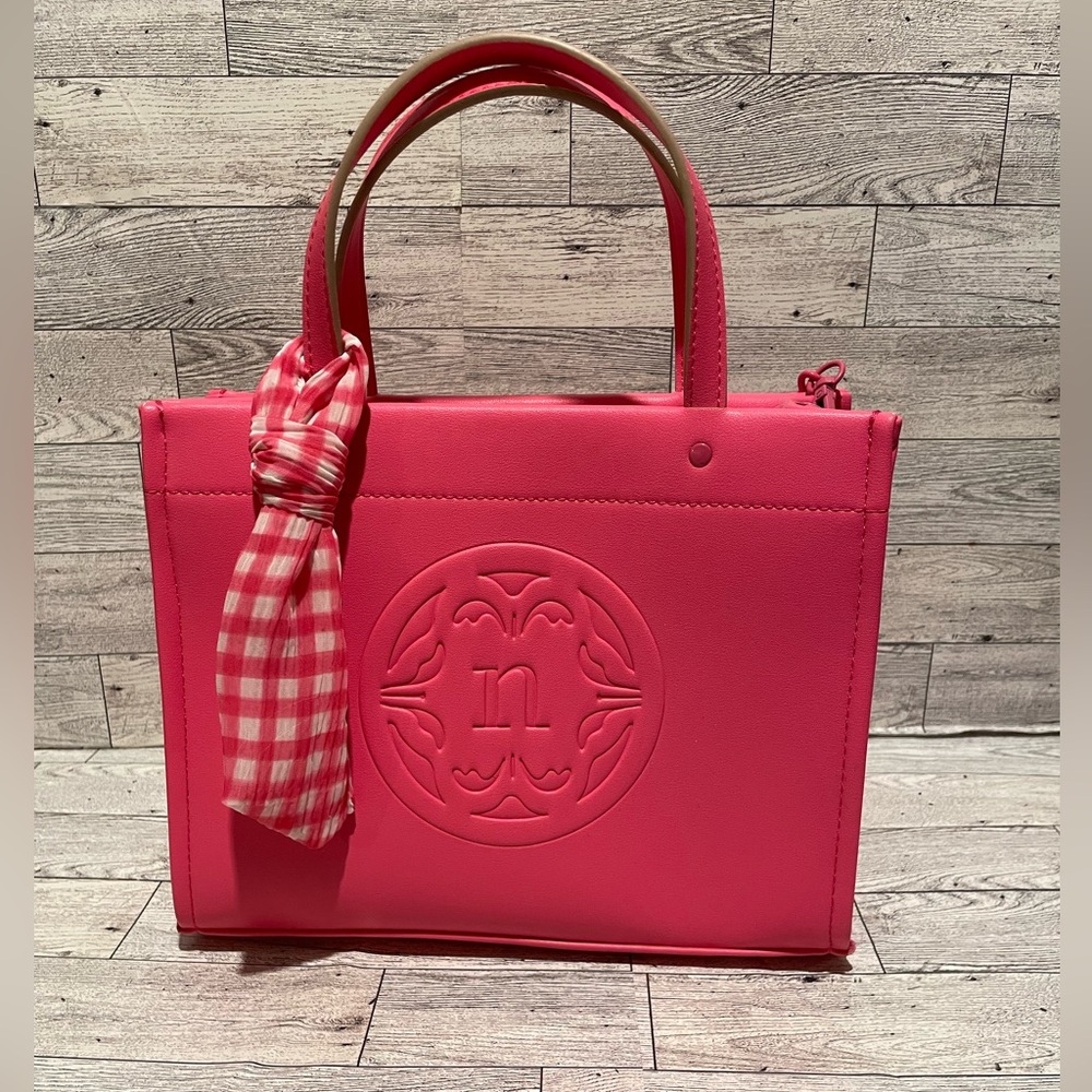 Nanette Lepore Hot Pink Kloe Convertible Satchel with Gingham Scarf New